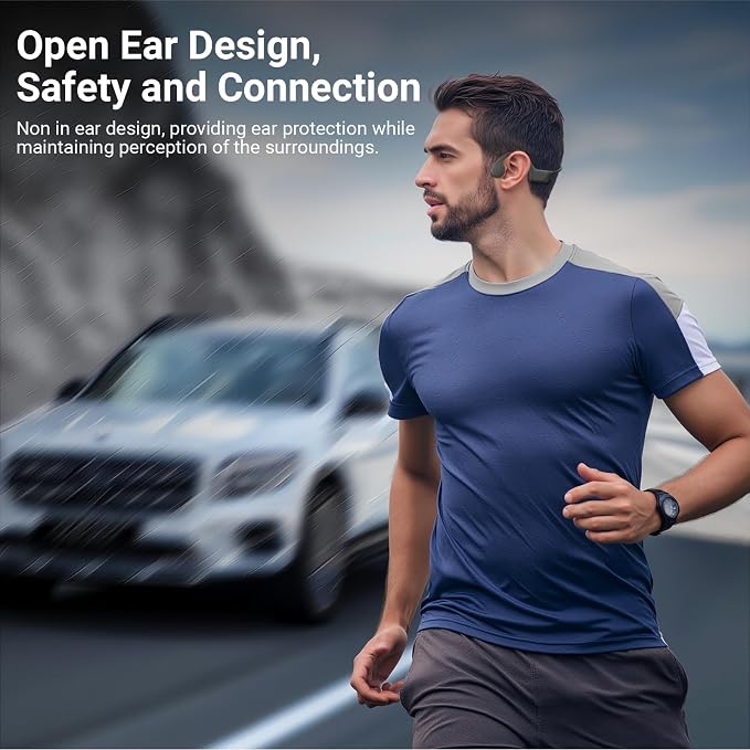 Bone Conduction Open-Ear Headphones，Bluetooth 5.4，IPX5 Waterproof，8 Hrs Battery Life，Comfortable Sports Earphones for Running，Gym