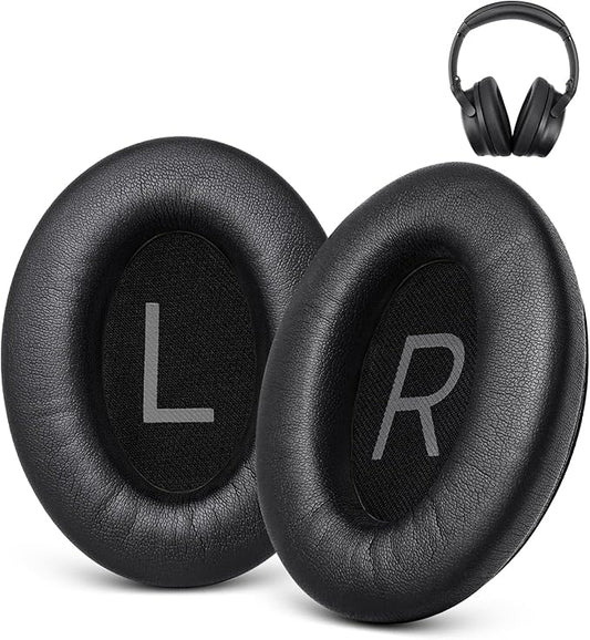 Ear Pads Replacement for Bose QuietComfort 45 (QC45) - GEVO Earpad Cushions for QuietComfort SE (QC SE) Wireless Over-Ear Headphones with Premium Protein Leather Noise Isolation Memory Foam (Black)