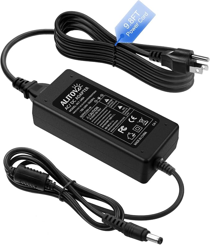 ALITOVE 24V DC Power Supply 4A 96W AC Adapter 100-240V to DC 24 Volt 4amp 3.75A 3.5A 3A Converter Transformer 13.4FT Power Cord 5.5x2.5mm Plug for AMS-2-Pro LED Strip LCD Monitor Massage Chair