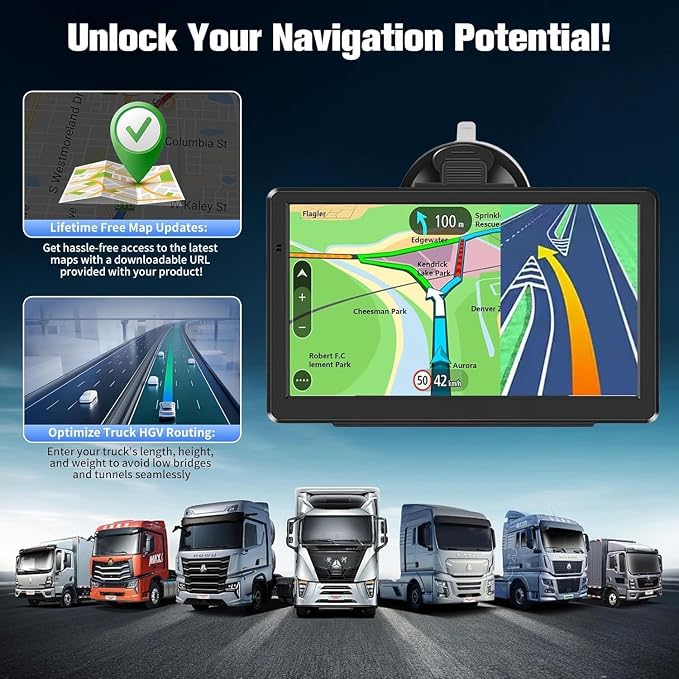 GPS Navigator for Car and Truck, 7 Inch Touchscreen, 2026 North America Maps, Voice Guidance, Speed Limit Warning, USB Connectivity