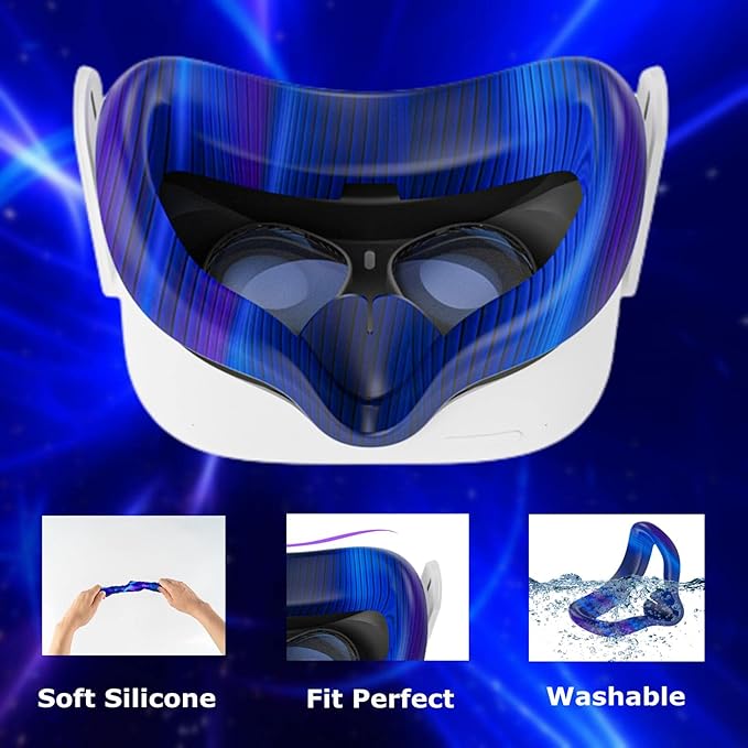Compatible with Oculus Quest 2 Accessories, Silicone Face Cover, VR Shell Cover,Touch Controller Grip Cover,Protective Lens Cover,Disposable Eye Cover(Colorful B)