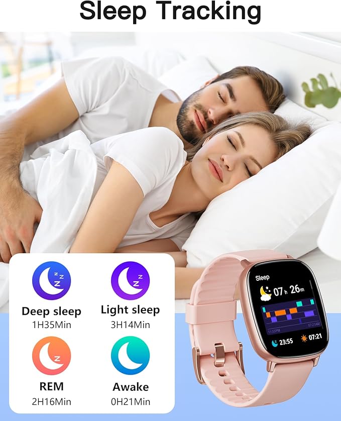 HUAKUA Smart Watches for Women with GPS Built-in, Answer/Make Calls, 1.95" Smartwatch for iPhone/Android Phones, Fitness Watch with Heart Rate/Sleep Monitor 100+ Sports Modes IP68 Waterproof (Pink)