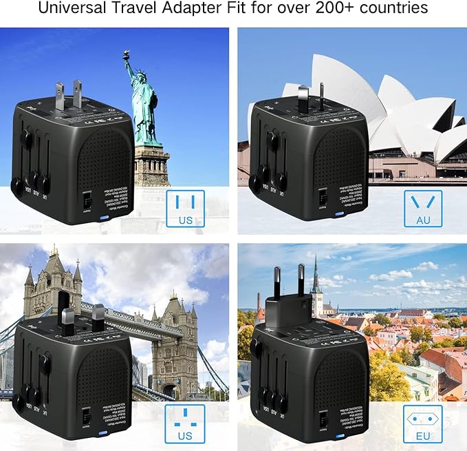 220 V to 110 V Voltage Converter, 20 W PD, Reduces 220 V to 120 V, U.S. to Europe Travel Converter for Over 80 Countries, Including Most European Countries, France, Germany, Italy and Australia