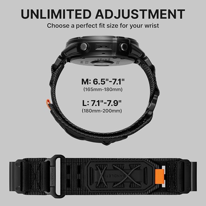 Bandletic Compatible with Garmin Fenix 8 51mm Watch Band - 26mm Quick Fit Nylon Strap Replacement for Fenix 7X 6X Pro/5X Plus/3 HR/Instinct 2X Solar 3 50mm/Enduro/Tactix/Epix Pro 2/Quatix 8 51mm/D2