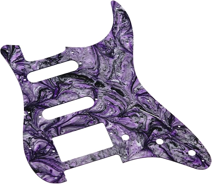 Guyker 11 Hole Guitar Pickguard, Resin Strat ST Style S/S/H Pick Guard Scratch Back Plate Cover for Electric Guitar Replacement Part, PG004 Purple