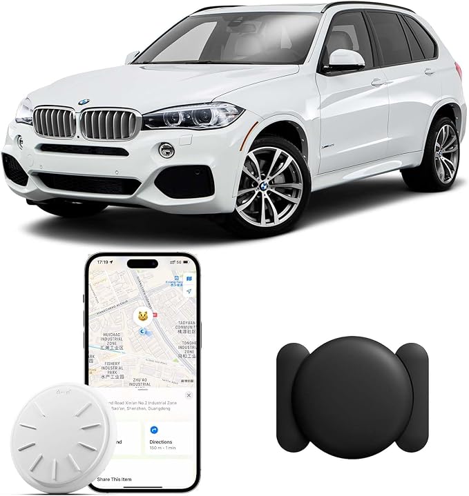 GPS Tracker for Vehicles, 1PCS No Subscription Tracker Device for Vehicles, Work with Find My (iOS Only), MINI Magnetic Car Tracker Device Hidden, No Monthly Fee, Real-Time Location, Compact, Black