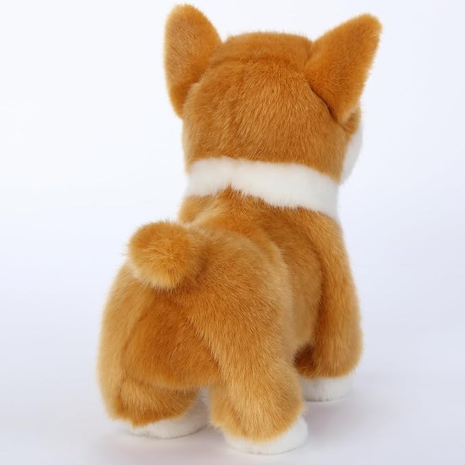 CU-MATE Electronic Walking Dog Toy, Interactive Plush Corgi Puppy, Realistic Interactive Pet Toy Dog, Walking, Barking, Wagging Tail & Talking, Present Gifts for 3+ Year