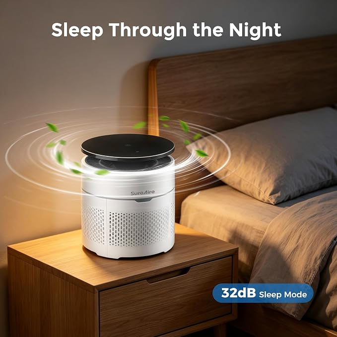 Small Desktop Air Purifier with HEPA Filter for Home and Office, Large Touch Display with Filter Indicator, Timer, Sleep Mode, Covers up to 250 Sq.Ft