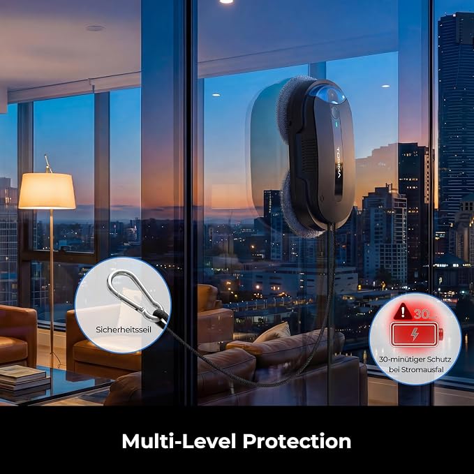 Tosima X1 Window Cleaning Robot, 6400Pa Intelligent Variable Suction, Dual Auto-Spray Smart Window Cleaner with Smart Navigation, Remote Control and Triple Safety, Anti-Drop, for All Smooth Surfaces