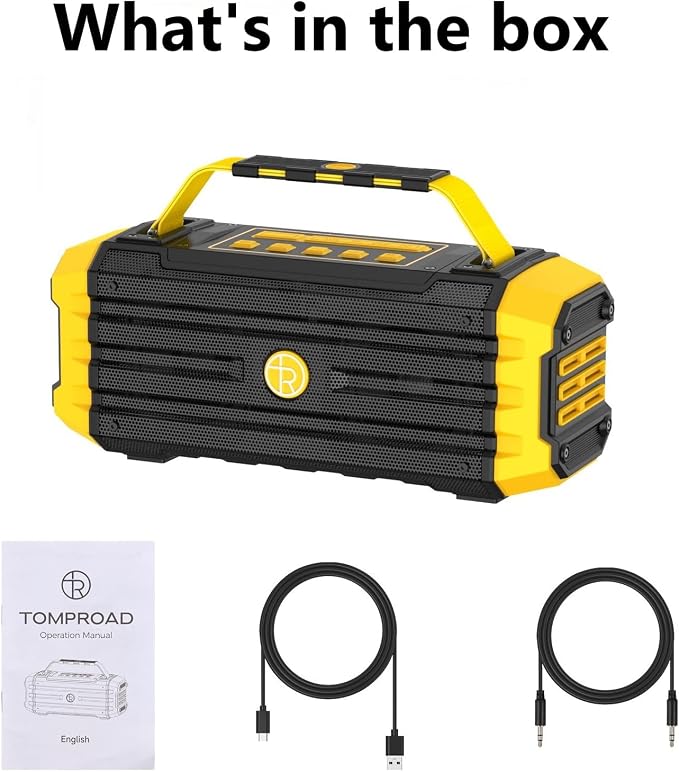 TOMPROAD Portable Bluetooth Speaker 120W Peak 80W Wireless Speakers, TWS Pairing, Deep Bass, Hi-Fi Loud Speaker, IPX6 Waterproof, DSP Sound Boombox for Outdoor, Camping, Party, Beach