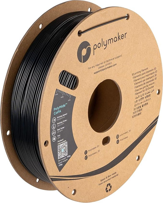 Polymaker Nylon Filament 1.75mm 0.75kg Black CoPA, PolyMide CoPA Warp Free Nylon 3D Printer Filament, Strong & Tough & Heat Resistant