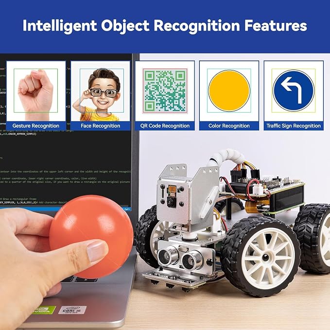 SunFounder PiCar-X AI Video Robot Car Kit with Raspberry Pi Zero 2 W+32G TF Card, ChatGPT-4o Enabled with Video Recognition, Python, Scratch, Camera, Mic