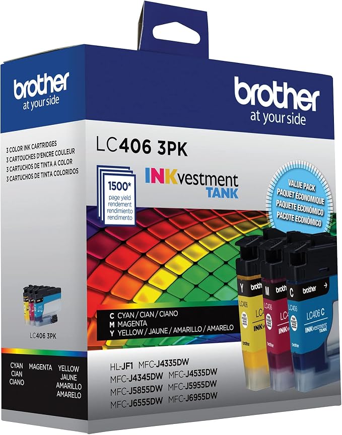 Brother LC4063PK 3 Pack of Standard Yield Cyan,Magenta and Yellow -Ink -Cartridges,(Pack of 2)