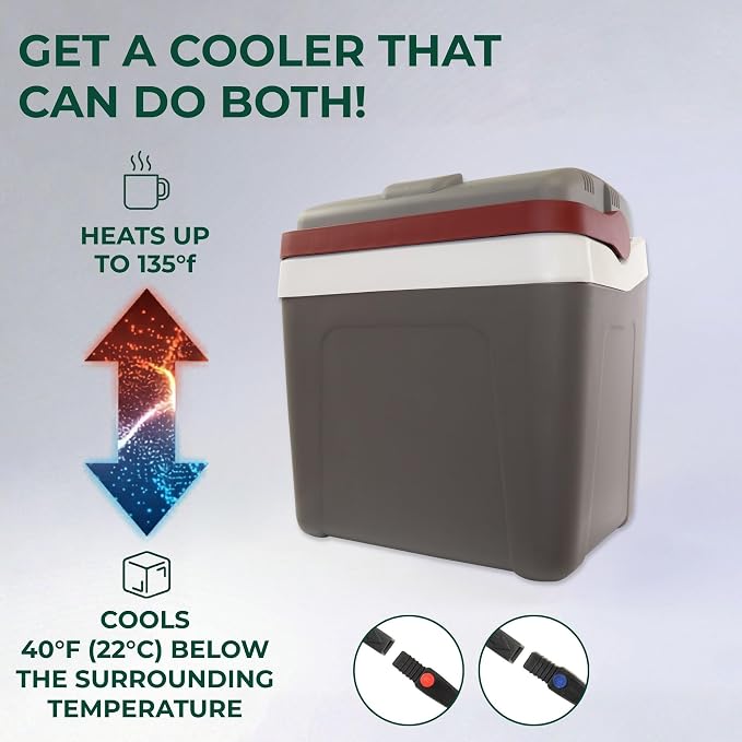 Koolatron 12V Iceless Cooler & Warmer – Portable 26 qt Electric Cooler/Nevera Portátil Eléctrica for Car Truck Camper Boat Hard Sided Mini Fridge for Camping Picnic Travel Lunch Food Drinks Office