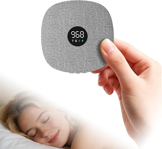 Hesond Under Pillow Speaker Dual Bone Conduction Stereo Bluetooth Wireless Music Portable Sleep Sound Sleep Speaker with LED Display White Noise Timer for Side Sleepers Supports TF Card (Grey)
