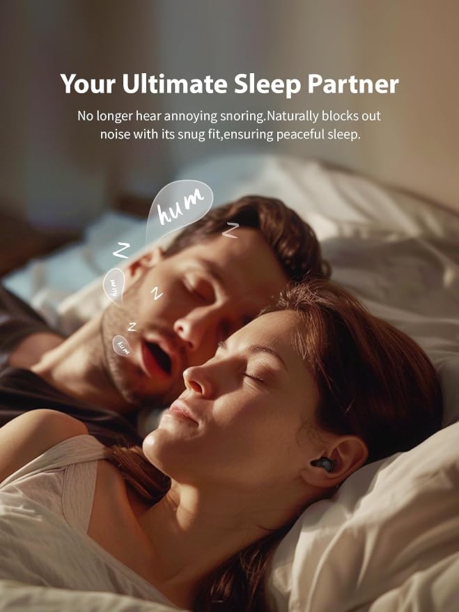 Sleep Headphones, Invisible Sleep Earbuds for Side Sleepers, Small Noise Blocking Sleep Earphones, Bluetooth 5.3 Tiny Hidden Earbuds for Work,Sleeping (Black)