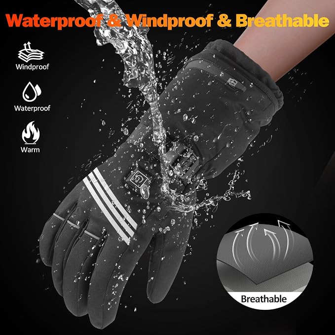 Heated Gloves for Men Women, Rechargeable Heated Gloves with 4 Temperature Modes, 7.4V 5000mAh Battery Waterproof Camping Hand Warmers for Motorcycle Skiing Hiking