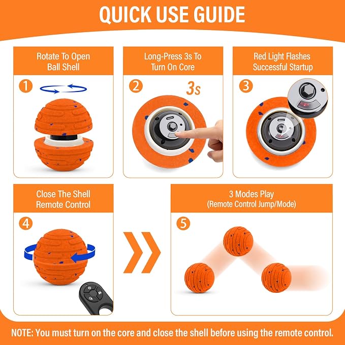Smart Interactive Dog Toy Ball, Automatic 3 Modes Moving Ball with Remote Control for Medium Large Dogs, Rechargeable Waterproof E-TPU Bouncing & Rotating Toy to Keep Busy (Bright Orange)