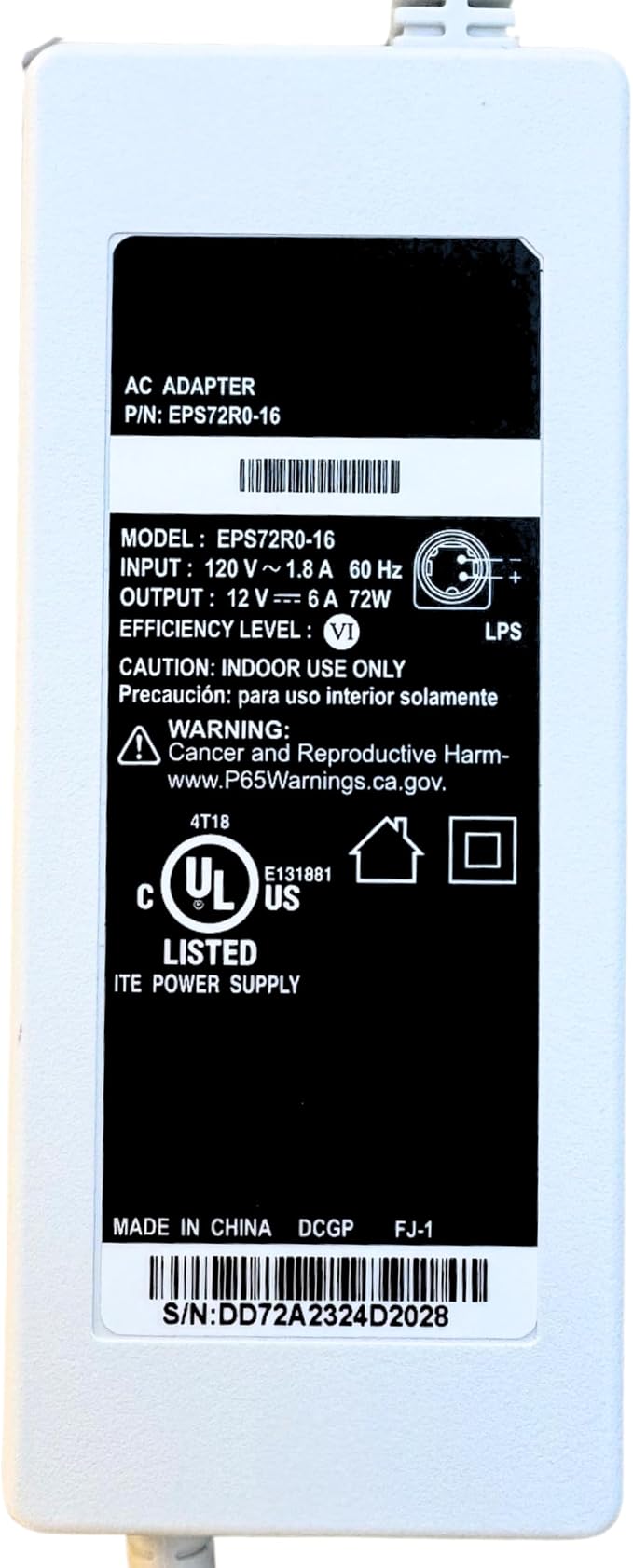 DirecTV AT&T Model EPS72R0-16 / EPS72R1-16 AC Adapter for AT&T All-Fi Hub CGW450-400, Genuine OEM Replacement Power Supply Unit with 12V-6A 72W Output for Compatible Devices