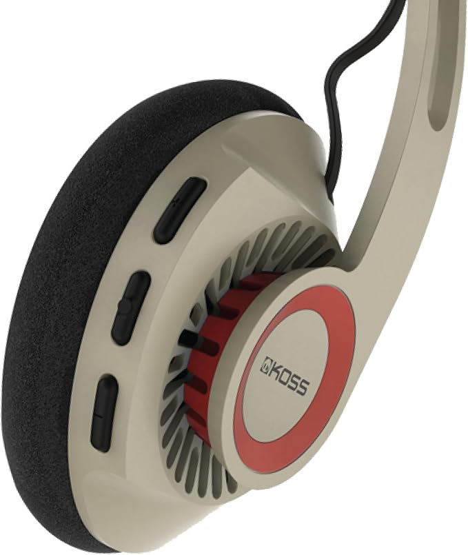 Koss KPH30 Wireless Bluetooth Retro Style On-Ear Headphones, 20+ Hour Battery Life, USB-C Charging, Microphone, Rhythm Beige