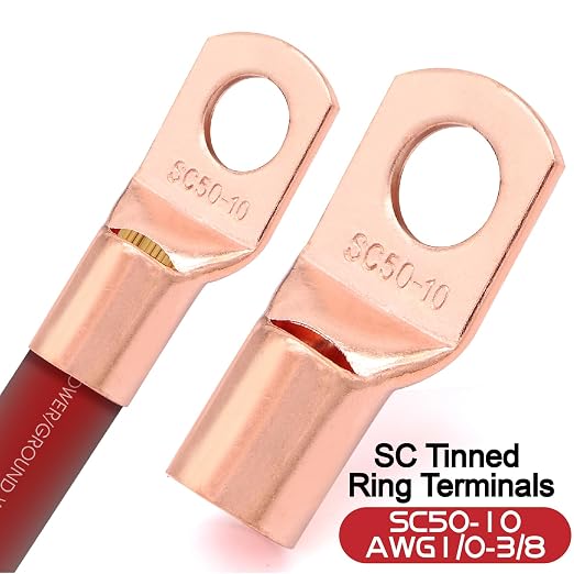 40FT 0 Gauge Wire,1/0 Battery Cable Copper Clad Aluminum for Winch,Reducer,Starter,Solar Power,DC Wiring,W/ 40 Feet PET Cable Sleeve,20pcs Connectors Lugs and 3:1 Heat Shrink Tube