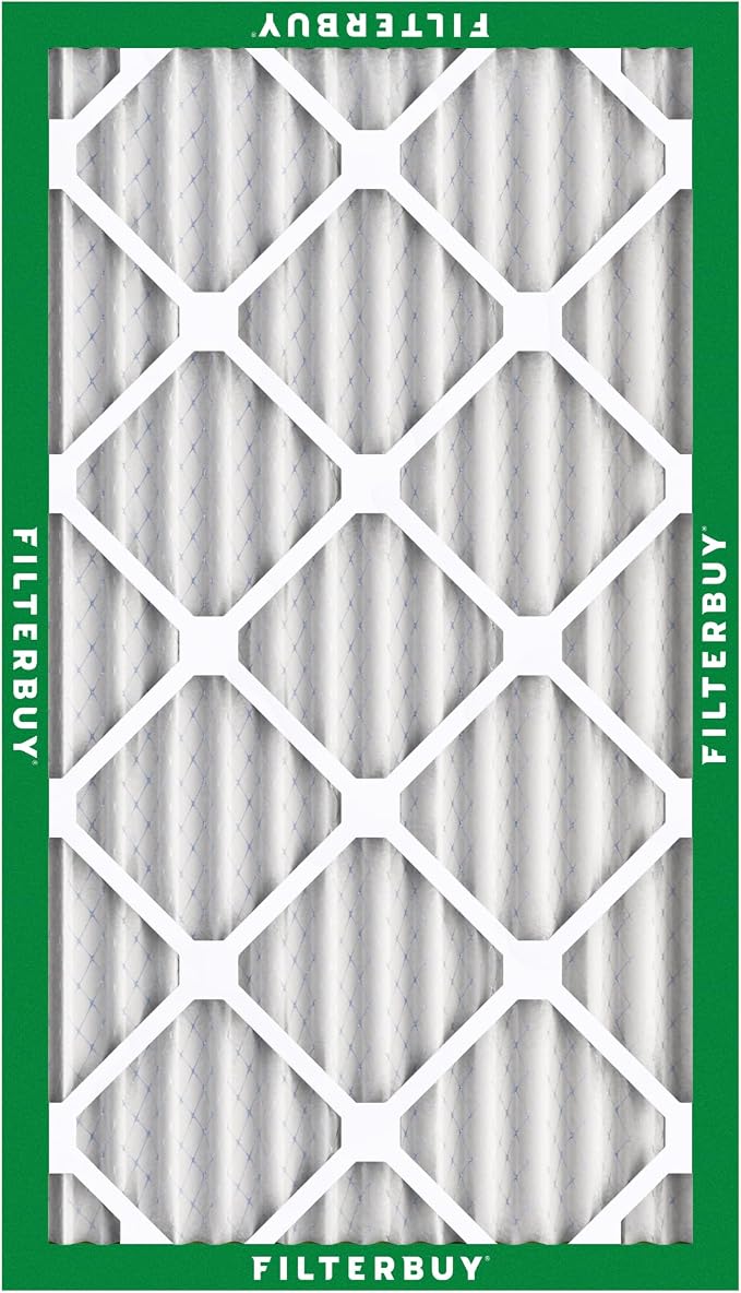 Filterbuy 12x24x2 Air Filter MERV 8 Essential Dust & Allergy Defense (5-Pack), Electrostatic Pleated HVAC AC Furnace Filters Replacement, Made in USA (Actual Size: 11.38 x 23.38 x 1.75)