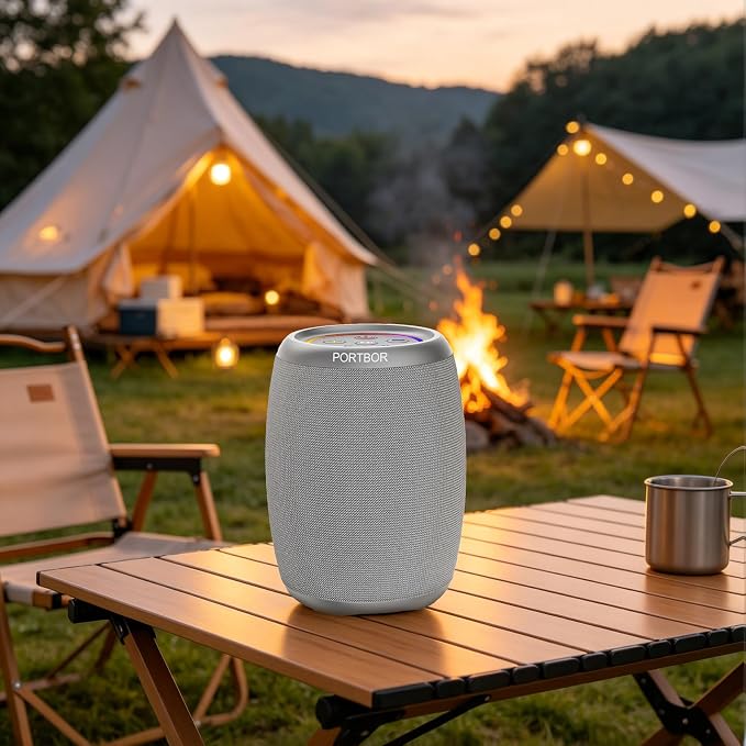 Bluetooth Speaker, Portable Wireless Speaker with Powerful Loud Stereo Sound, BT5.3, IPX5 Waterproof, TWS Pairing, for Outdoor Home Party Camping, Beach Essentials Electronics, Ideal Gifts (Gray)
