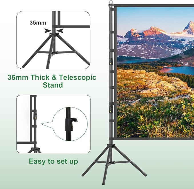 180 inch Projector Screen and Stand, Outdoor Projection Screen 15 FT Large Portable Movie Screen Wrinkle-Free 16:9 Rear Front Foldable Washable with Carry Bag for Backyard Theater Movie Night 180inch