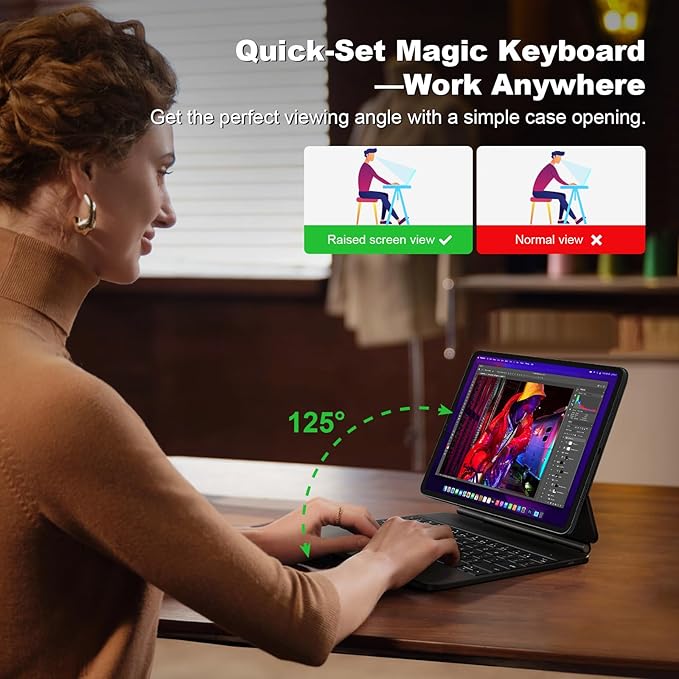 Magic Keyboard for iPad Pro 11 inch 5th (M4, 2024), Bluetooth Keyboard Case for iPad Pro 11 M4 (USB-C), Easy-Set Magnetic Stand with Multi-Touch Trackpad, Auto Wake/Sleep, Backlight