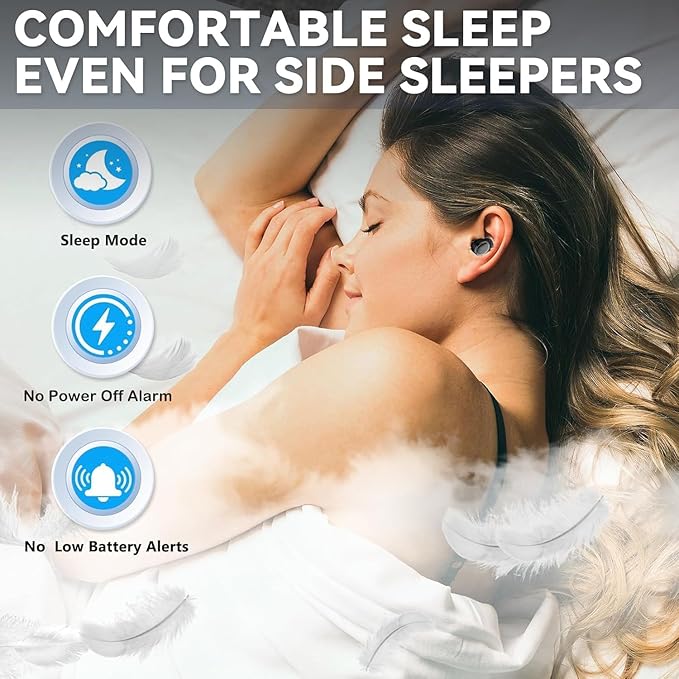 Sleep Earbuds for Side Sleepers, Wireless Noise Cancelling Sleep Headphones with Sleep Mode, LED Power Display, Comfort Fit for Sleeping, Working, Hiking (Mint Green)