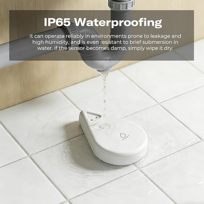THIRDREALITY Zigbee Water Leak Sensor WL2 with Dripping & Leaking Detection, App Notifications, Zigbee Hub Needed, 3-Year Battery Life, No Battery & Srien, Support Home Assistant, SmartThings, Homey