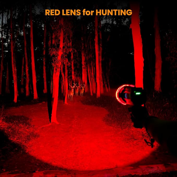 YIERBLUE Rechargeable Spotlight Floodlight Combo 2200,000 High Lumen, Super Bright IP67 Waterproof Spotlight Flashlight with COB Floodlight Runtime up to 15Hrs, with Foldable Stand and Red Lens