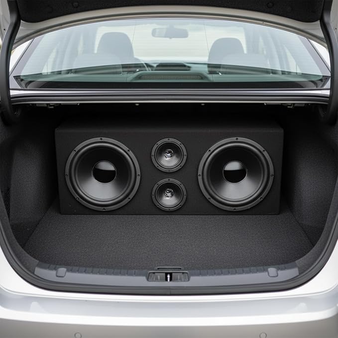 Q Power CH102S QChero Car Audio Subwoofer Enclosure Box for 8 Inch Mids and 3 Inch Tweeters (2 Pack)