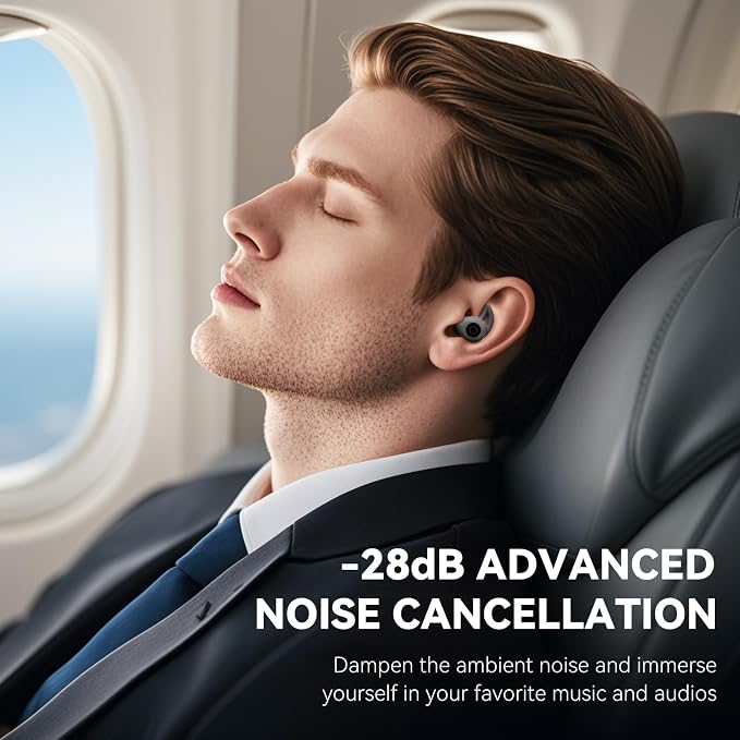 Sleepals Micro Sleep Earbuds for Side Sleepers, Sleep Headphones with Noise Reduction, Soft and Snug Fit Overnight, Slim and Light, 28hr Play with Travel Charging Case (Black)