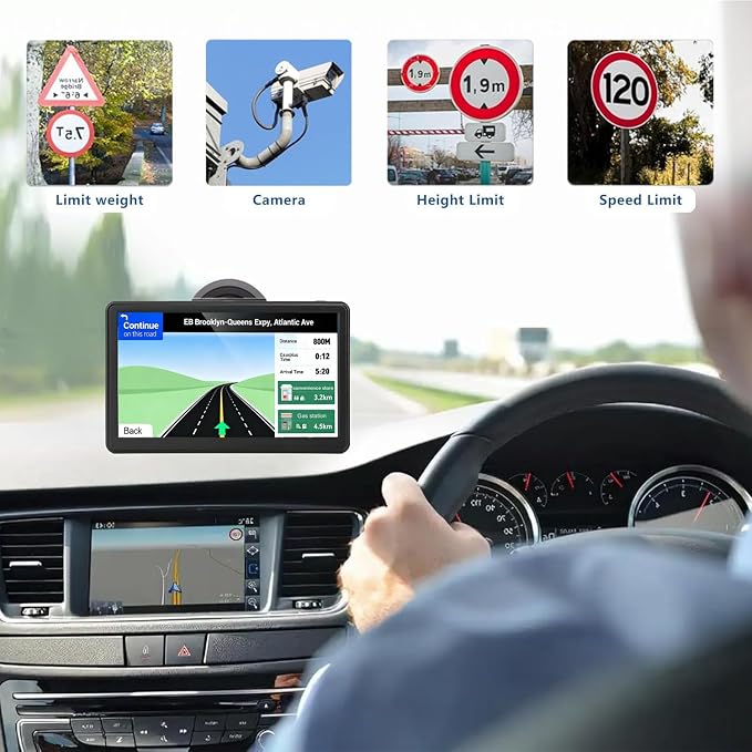 Car GPS Navigation, 7 inch Touch Screen with 2026 Map, Voice Turn Direction Guidance, Support Speed and Red Light Warning, Pre-Installed North America Lifetime Map Free Update