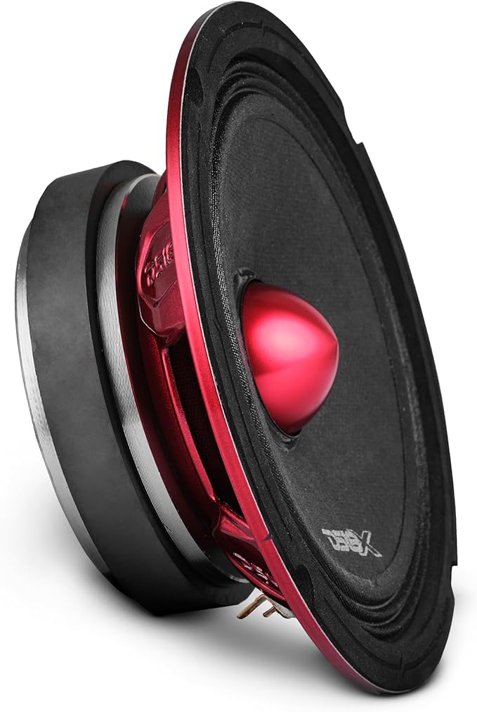 DS18 PRO-X6.4BMSL Slim Loudspeaker - 6.5", Midrange, Red Aluminum Bullet, 400W Max, 200W RMS, 4 Ohms - Premium Quality Audio Door Speakers for Car or Truck Stereo Sound System (1 Speaker)