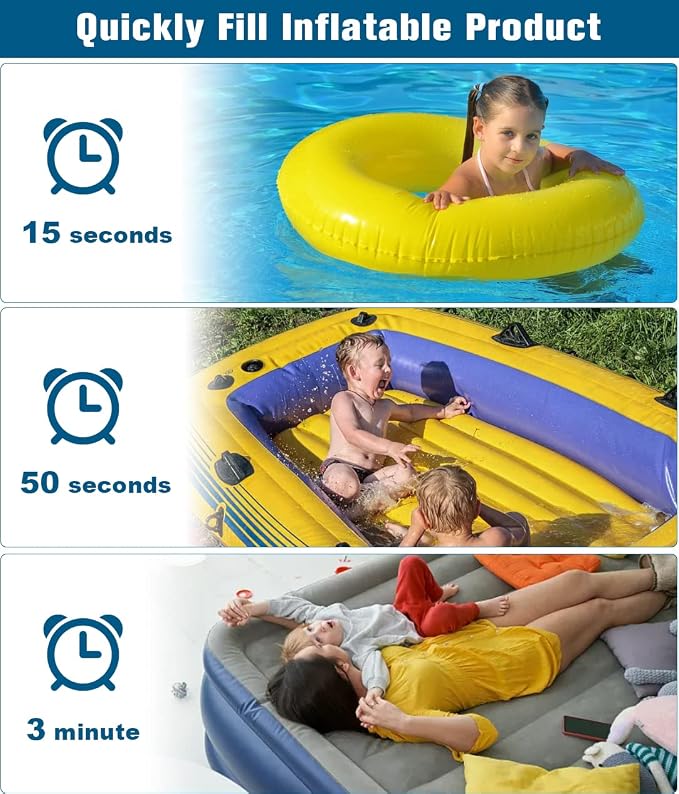 Artigarden Electric Air Pump Portable 460W Quick-Fill Air Pump Air Flow 45CFM 2.1PSI with Hose 5 Nozzles 120V AC Inflator Deflator Pump for Air Mattress Air Bed Inflatable Cushion Boat Swimming Ring