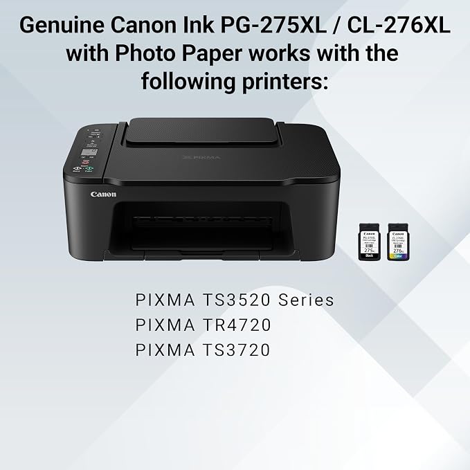 Canon PG-275 XL/CL-276 XL Genuine Ink Value Pack (2 Cartridges),Compatible with TS3520/3522/4722/3720/3722,TR4720,(Pack of 2)