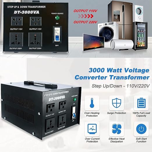 YaeCCC 3000VA Voltage Transformer Power Converter 110V/220V Converter AC-AC 3000VA
