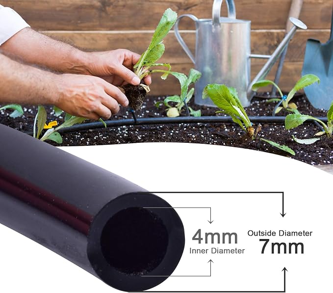 MIXC 200FT 1/4 Inch Black Distribution Tubing + MIXC Rechargeable 2-Zone Water Timer