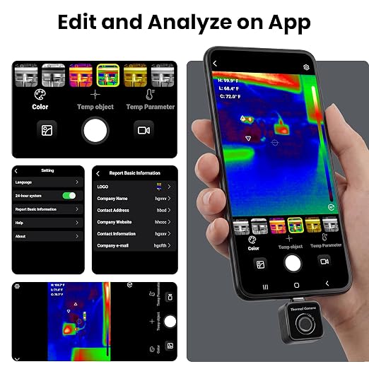 Thermal Camera, Thermal Imaging Camera for Android, 128x96 Ture IR Resolution Infrared Camera, 14℉ to 842℉（-10℃ to 450℃), 10 Color Palettes