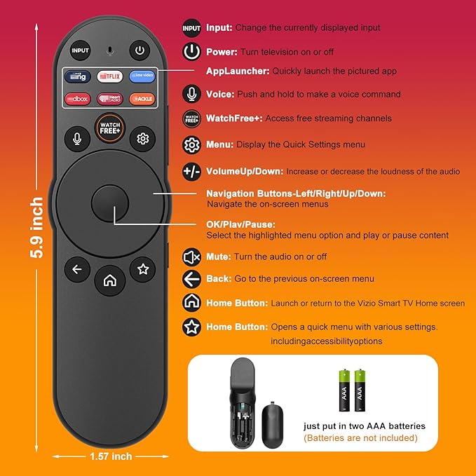Voice Remote Control Compatible with Vizio Smart TV,XRT270 Replacement Remote for Vizio FHD 4K Quantum D/P/M/V-Series Smart TV