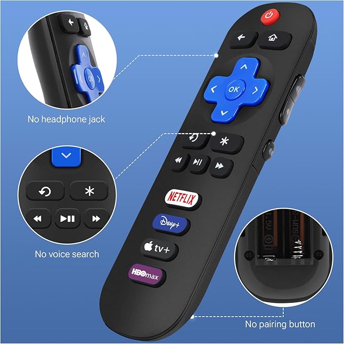 (2-Pack) for Onn-Roku-TV-Remote,for TCL-Roku-TV-Remote,for Hisense Roku/Sharp Roku/Insignia Roku Smart TVs (Only for Roku TV)