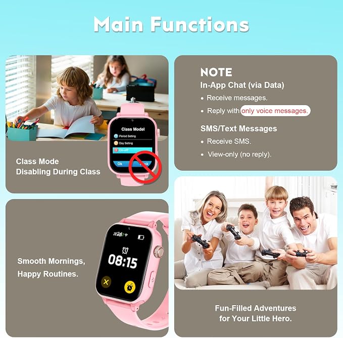 4G Kids Smart Watch for Boys Girls with GPS Tracker, Kid Smartwatch Phone Call SOS Video Call for Kids Birthday Gift Ages 4-12