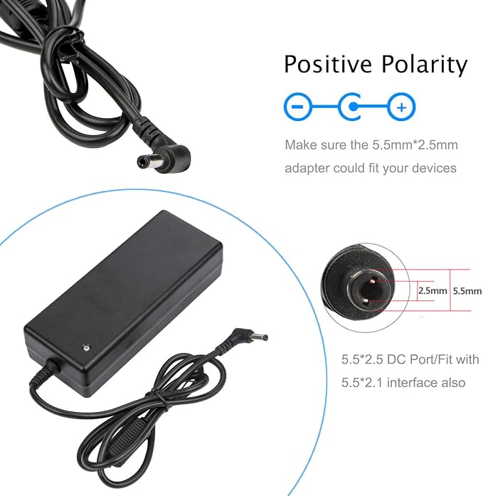 19V 6.32A Power Supply, 19V 6.32A 120W AC Adapter Charger ADP-120ZB BB for ASUS FX504 UX510UW N56J N56VM N56VZ N750 GL502 Q550LF N550JV F554LA