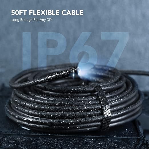 DEPSTECH 50FT Endoscope Camera with Light: Triple Lens 5" IPS Screen Sewer Inspection Camera, 1080P Industrial Borescope, Split Screen, Semi-Rigid Cable, Waterproof Drain Pipe Tool, Carrying Case