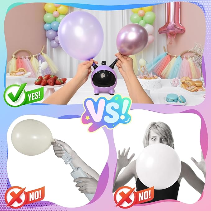 Balloon Pump Electric, Portable Balloons Inflator Air Pump Dual Nozzle, 110V Small Electric Balloons Blower Machine Corded, 600W for Latex Foil Balloon Arch Garland Party Decorations Supplies