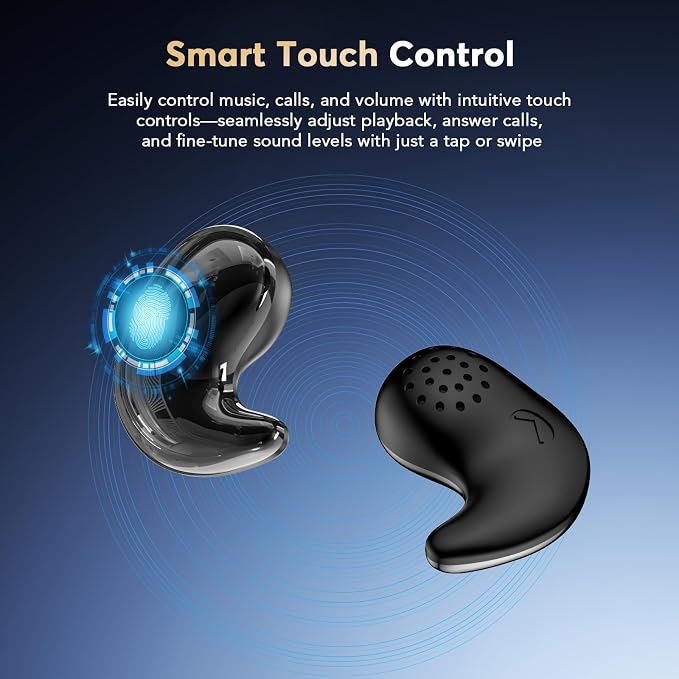 Sleep Earbuds for Side Sleepers, Invisible Flat Bluetooth Sleeping Earbuds, Zero Pressure White Noise Sleep Headphones, No Lights or Alerts, Tiny Hidden Earbuds for All Night Undisturbed Sleep
