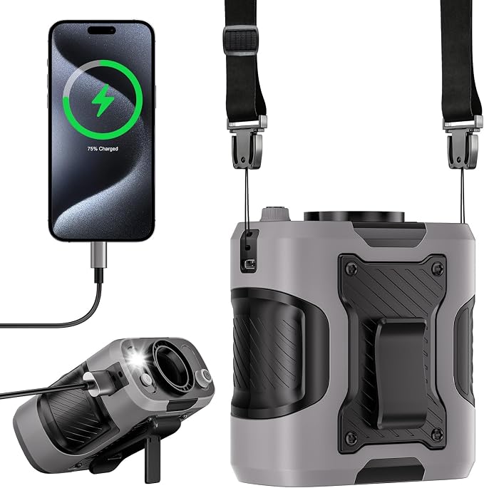 Portable Waist Fan Personal 14500mah 100 Speeds Clip On Shirt Fan Belt Cooling Device Wearable Cool Body Blow Cold Air Rechargeable Pocket Mini Men Workers Outdoor Travel Hiking Gifts