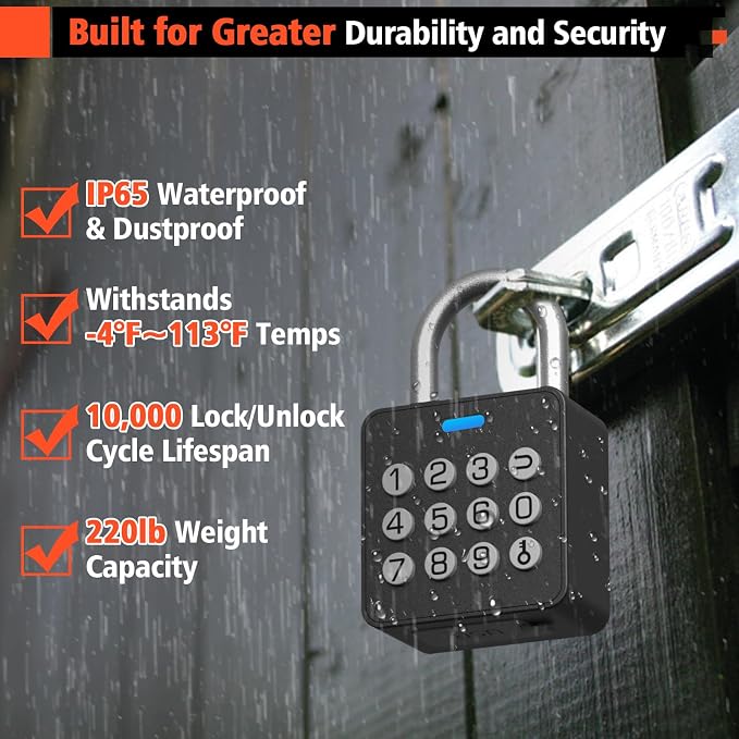 Eseesmart Fingerprint Locker Lock with Code, Combination Padlock Smart Fingerprint Biometric Keyless Combo Lock Waterproof for Outdoor Fence Gate Shed Gym School Locker Storage